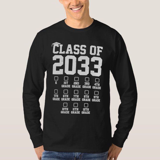 Camiseta Class Of 2033 Grow With Me Check Mark First Day Of (Frente)