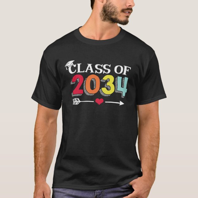 Camiseta Class Of 2034 Grow With Me Kindergarten K 12 Arrow (Frente)