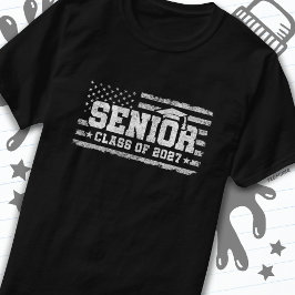 Camiseta Classe 2027 Graduação American Flag Mais velho 202