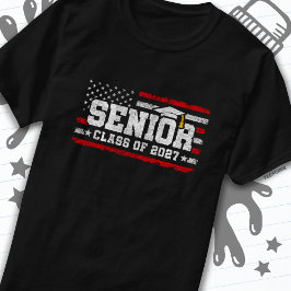 Camiseta Classe 2027 Graduação American Flag Mais velho 202