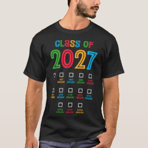 Camiseta Classe Colorida de 2027 de volta à escola cresceu