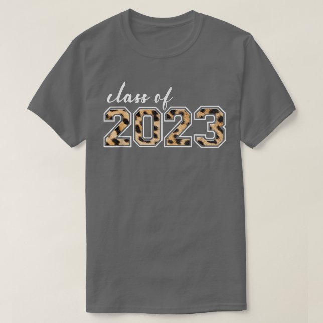 Camiseta Classe de 2023 Mais velho de raparigas Leopard 202 (Frente do Design)