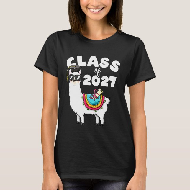Camiseta Classe De 2027 Llama Primeiro Dia Da 5 Grau Tee Gr (Frente)