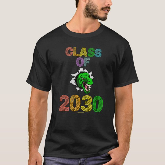 Camiseta Classe De 2030 Rex Dinossaur Dinossaur Elementar K (Frente)