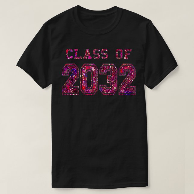 Camiseta Classe de 2032, cor-de-rosa, de 2032 (Frente do Design)