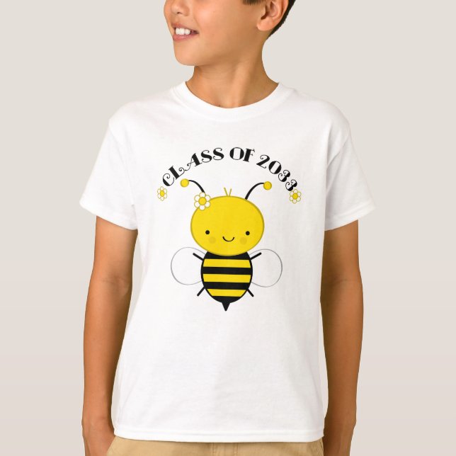 Camiseta Classe De 2033 Crianças Menina Gota Abelha (Frente)