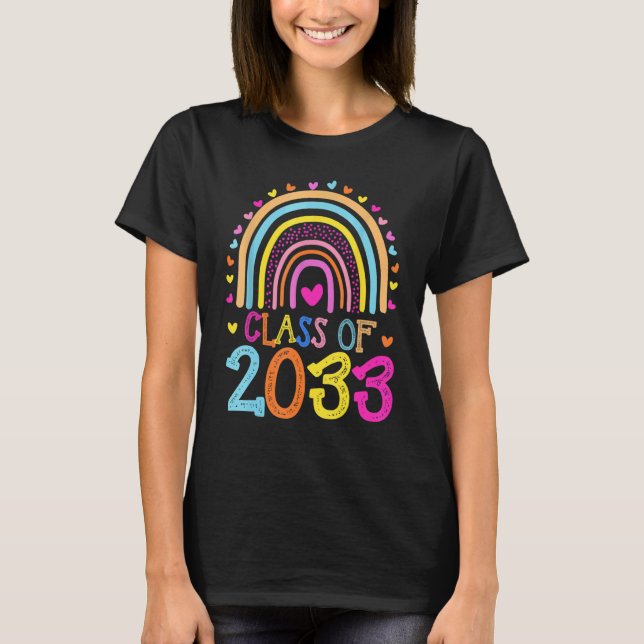 Camiseta Classe De 2033 O Arco-Íris Cresce Com O Dia Da Gra (Frente)