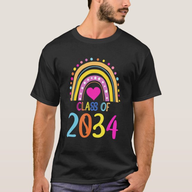 Camiseta Classe De 2034 Boho Rainbow Pre K Kindergarten Pre (Frente)