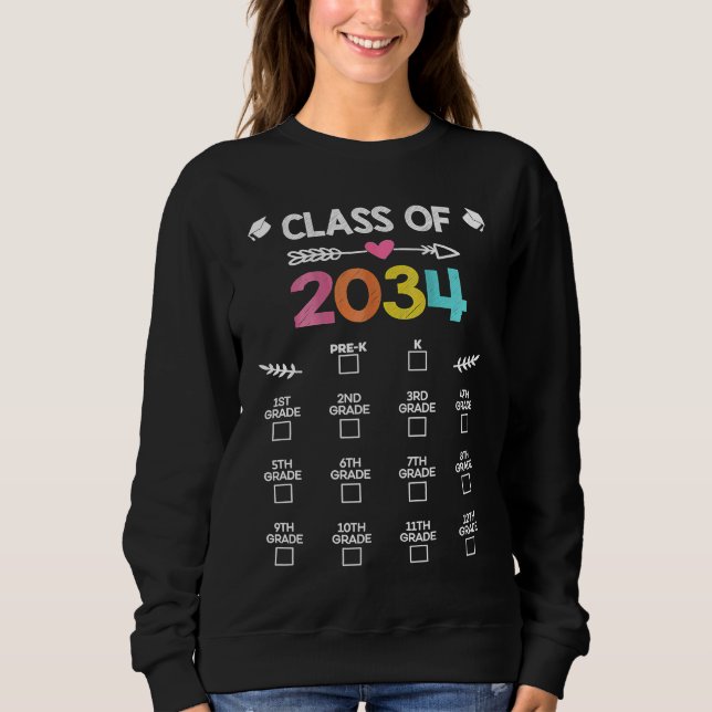 Camiseta Classe De 2034 Cresce Com A Mim Handprint (Frente)
