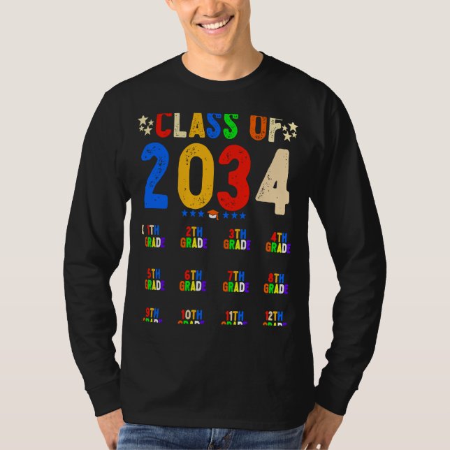 Camiseta Classe de 2034 Cresce com Impressão de Mão K Forma (Frente)