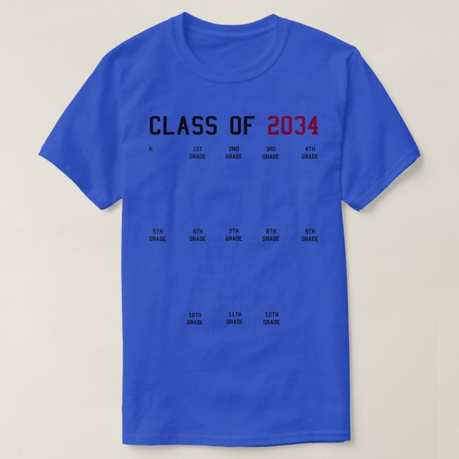 Camiseta Classe de 2034 Cresce com Mão de Graduação 2034 (Frente do Design)