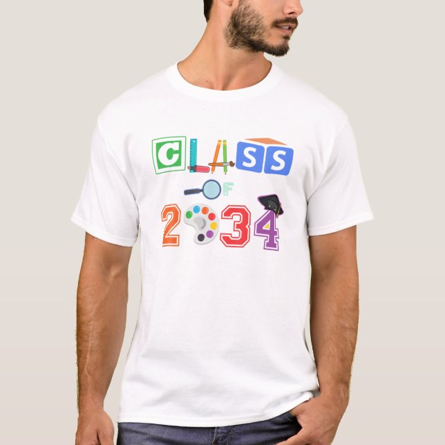 Camiseta CLASSE DE 2034 CRIANÇAS KINDERGARTEN First Day Sch (Frente)