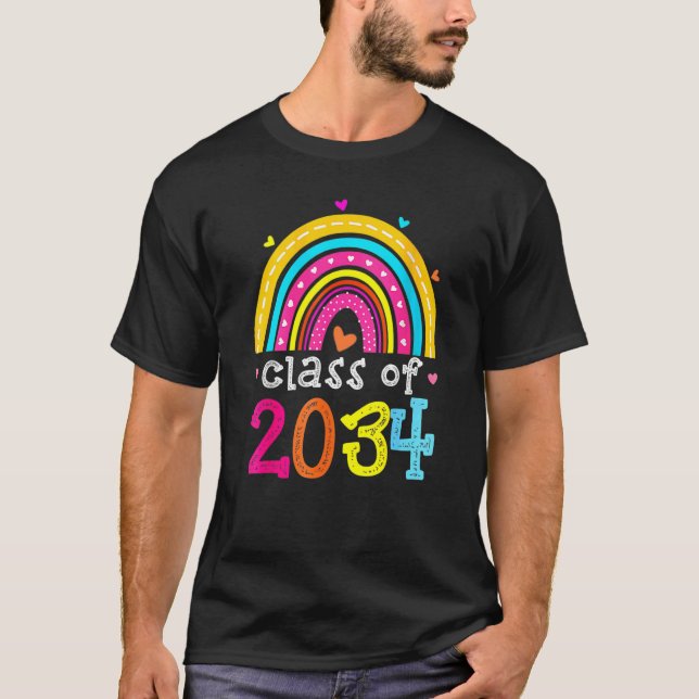 Camiseta Classe De 2034 Rainbow Pre K Formando Preschool Gr (Frente)