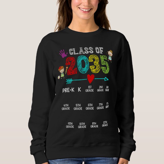 Camiseta Classe De 2035 Cresce Com A Mim Handprint Antes Do (Frente)