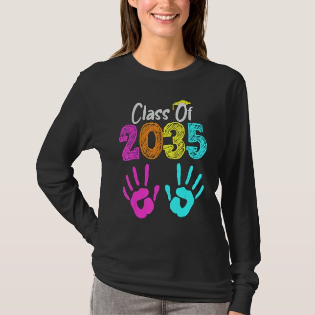Camiseta Classe De 2035 Cresce Com O 12 de pré-K de impress (Frente)