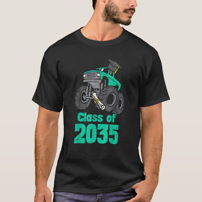Camiseta Classe De 2035 Monster Truck First Last Day Cresce (Frente)