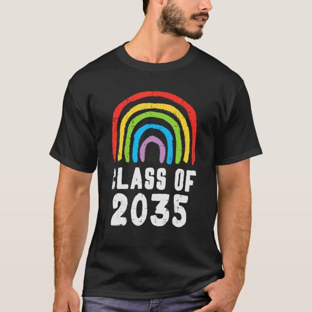 Camiseta Classe De 2035 Rainbow First Day Graduation Gr (Frente)