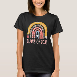 Camiseta Classe De 2035 Rainbow Leopard Pre K Cresce Comigo