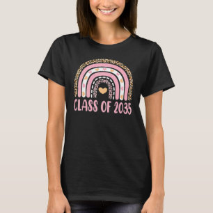 Camiseta Classe De 2035 Rainbow Leopard Pre K Cresce Comigo