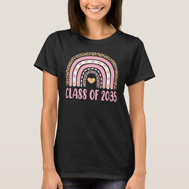 Camiseta Classe De 2035 Rainbow Leopard Pre K Cresce Comigo (Frente)