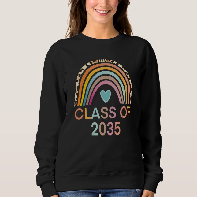 Camiseta Classe De 2035 Rainbow Leopard Pre-K Cresce Comigo (Frente)