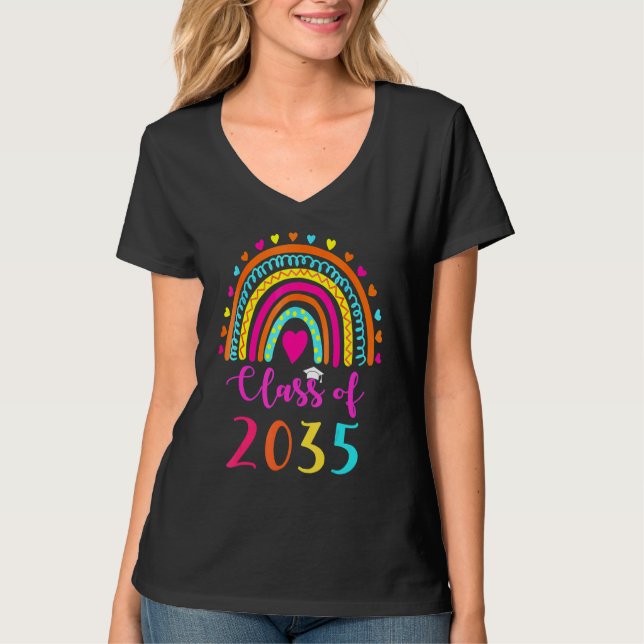 Camiseta Classe De 2035 Rainbow Pre K Formando Preschool Gr (Frente)