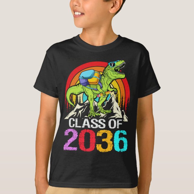 Camiseta Classe De 2036 Cresce Comigo Dinossauro De Volta À (Frente)