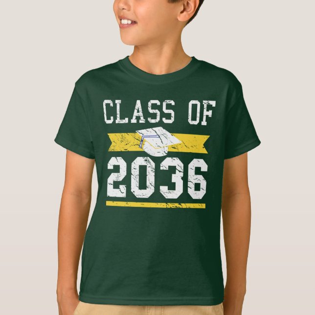Camiseta Classe de 2036 Graduação Escolar em Crescente (Frente)