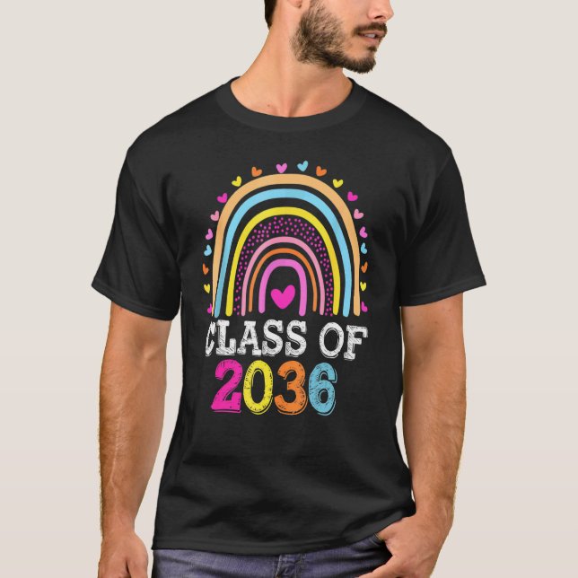 Camiseta Classe De 2036 Rainbow Kindergarten Preschool Grad (Frente)
