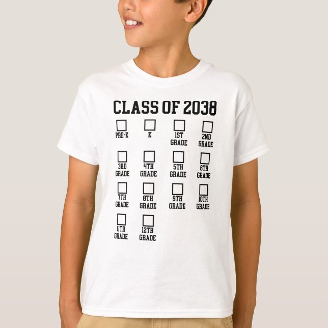Camiseta Classe de 2038 Crescer comigo na Graduação da List (Frente)