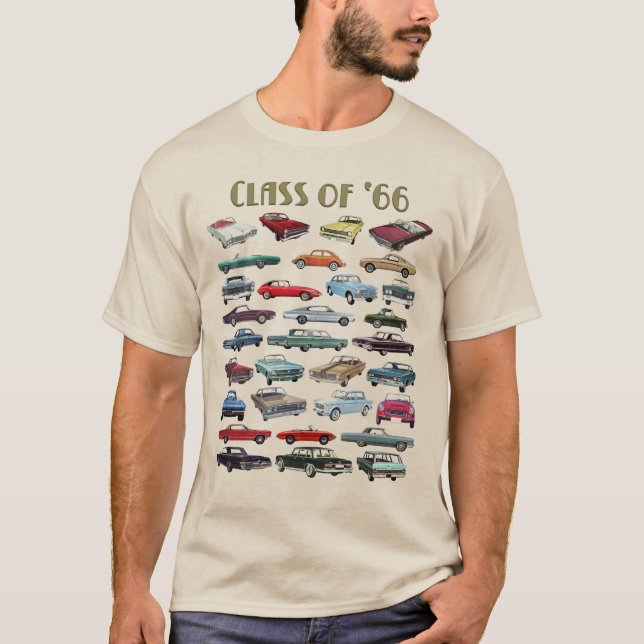 Camiseta Classe de automóveis clássicos de 1966 (Frente)