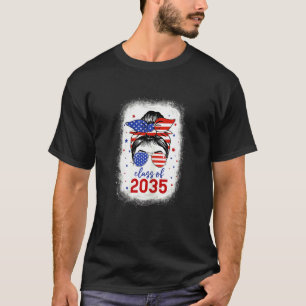 Camiseta Classe De Formando 2035 Messy Bun Girl Pre K Gradu