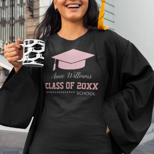 Camiseta Classe de Formando do Boné de formatura rosa