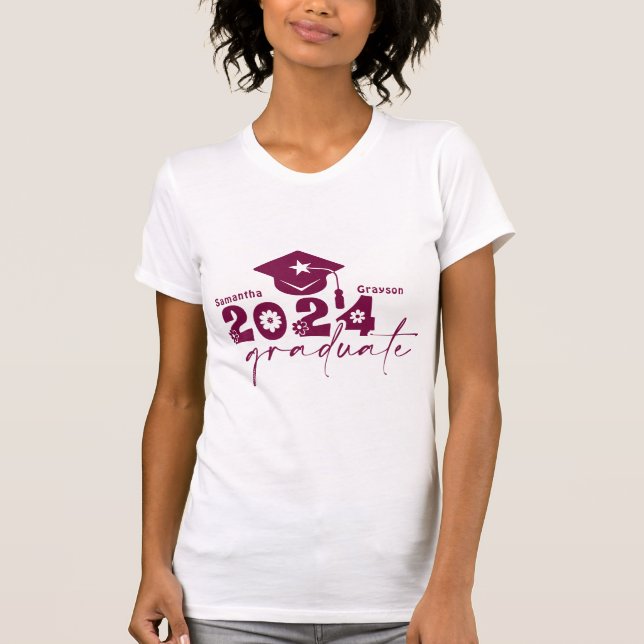 Camiseta Classe de Formando Personalizado de 2024 Maroon (Frente)
