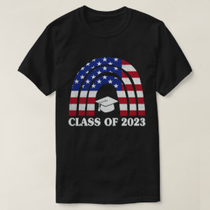 Camiseta Classe de Graduação de 2023 Rainbow Us American Fl