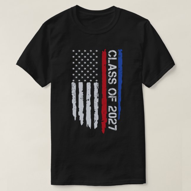 Camiseta Classe De Graduação De Bandeira Americana Do Mais  (Frente do Design)