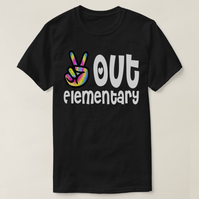 Camiseta Classe De Graduação De Tie Dye Elementar Peace Out (Frente do Design)