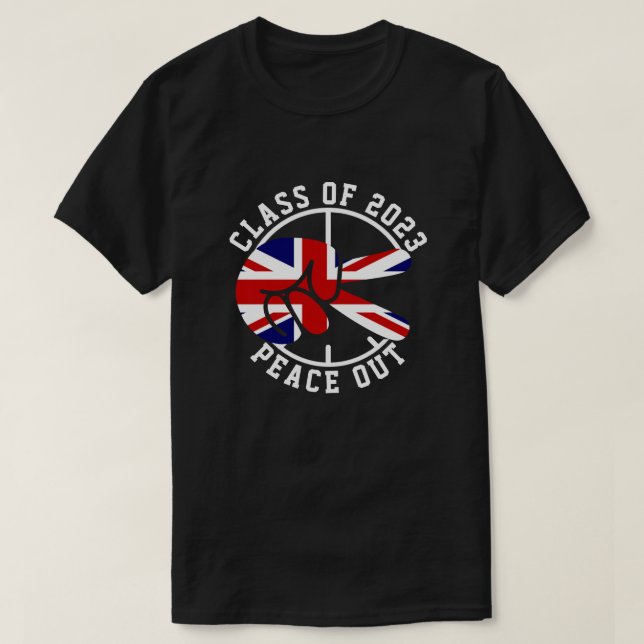 Camiseta Classe De Graduação Do Formando Peace Out UK 2025 (Frente do Design)