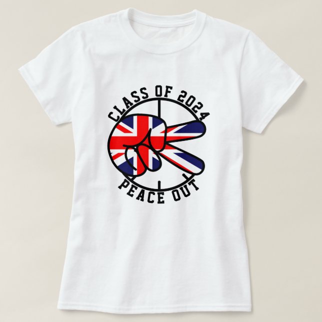 Camiseta Classe De Graduação Do Formando Peace Out UK 2025 (Frente do Design)