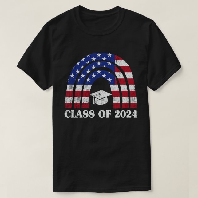 Camiseta Classe De Graduação Do Rainbow Usa American Fla 20 (Frente do Design)