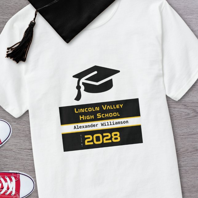 Camiseta Classe de Graduação do Segundo grau Preto Dourado  (Criador carregado)