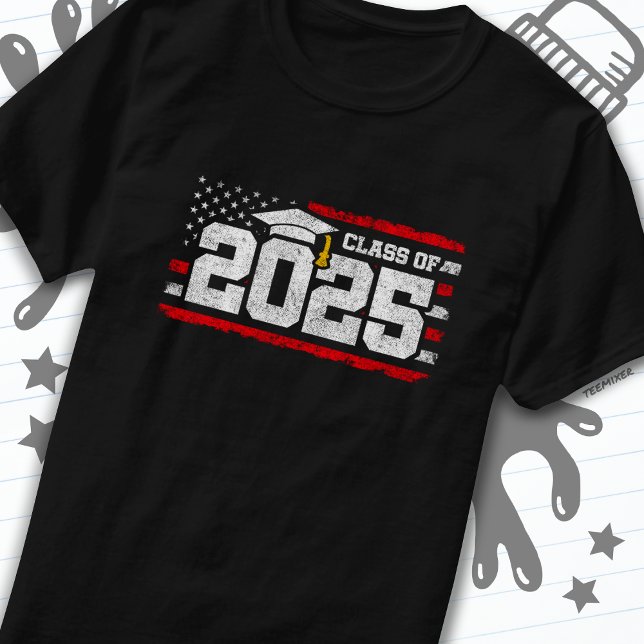 Camiseta Classe de Graduação - Mais velho de Bandeira Ameri (Criador carregado)
