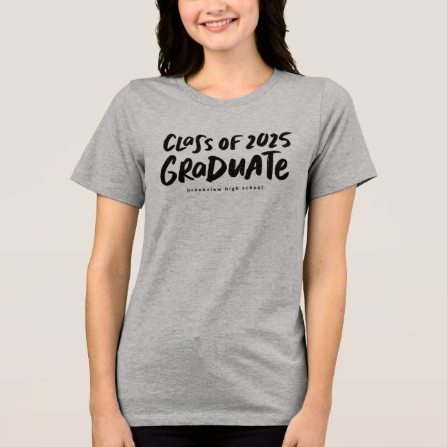 Camiseta Classe de graduação negra moderna do formando 2025 (Frente)