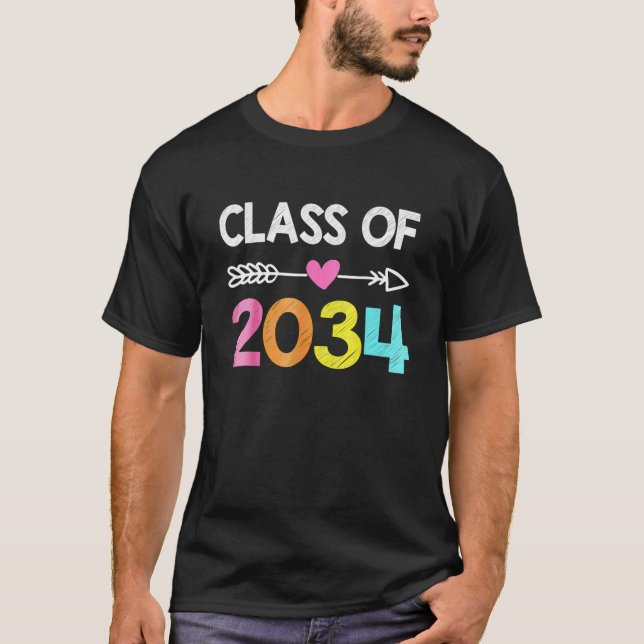 Camiseta Classe De Graduação Pré-Escolar Do Formando 2034 (Frente)