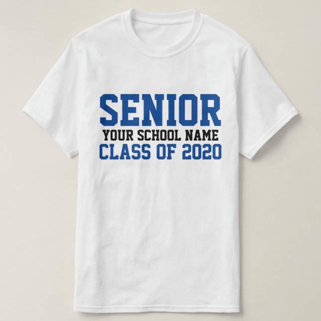 Camiseta Classe de Mais velho de 2020 Blue Custom School Gr (Frente do Design)