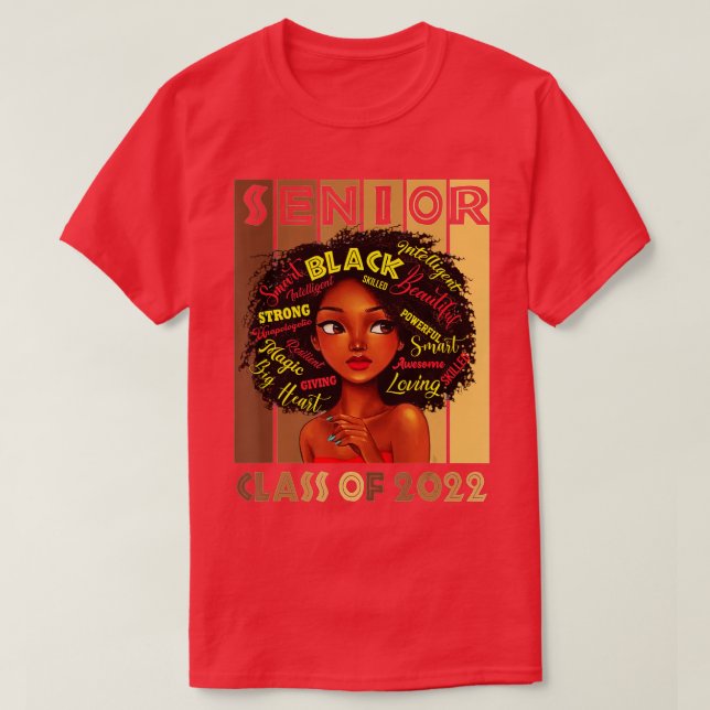 Camiseta Classe De mais velho De 2022 Formando De Melanina  (Frente do Design)