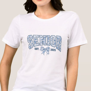 Camiseta Classe de Mais velho de Chinoiserie Arco Azul Eleg