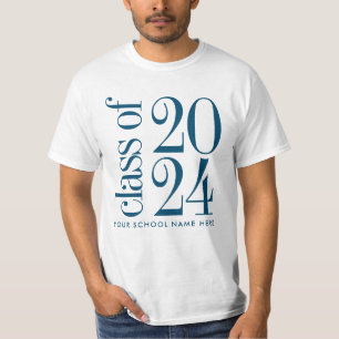 Camiseta Classe de marinho de 2024 Graduação com Nome Escol