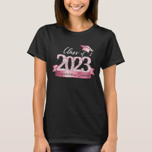 Camiseta Classe de Parabéns 2023 Formando preto-e-rosa