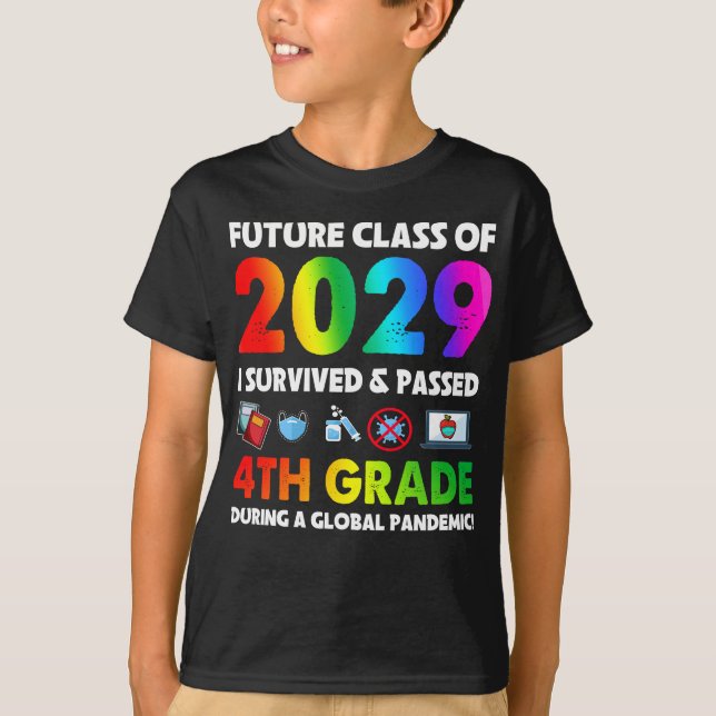Camiseta Classe Futura Da Equipe Do 4º Ano De 2029 De Volta (Frente)